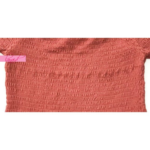 BUNDLE Off-The-Shoulder Tops Grey Wrap Terracotta Pink Coral Smocked Blouse XS - Picture 10 of 13